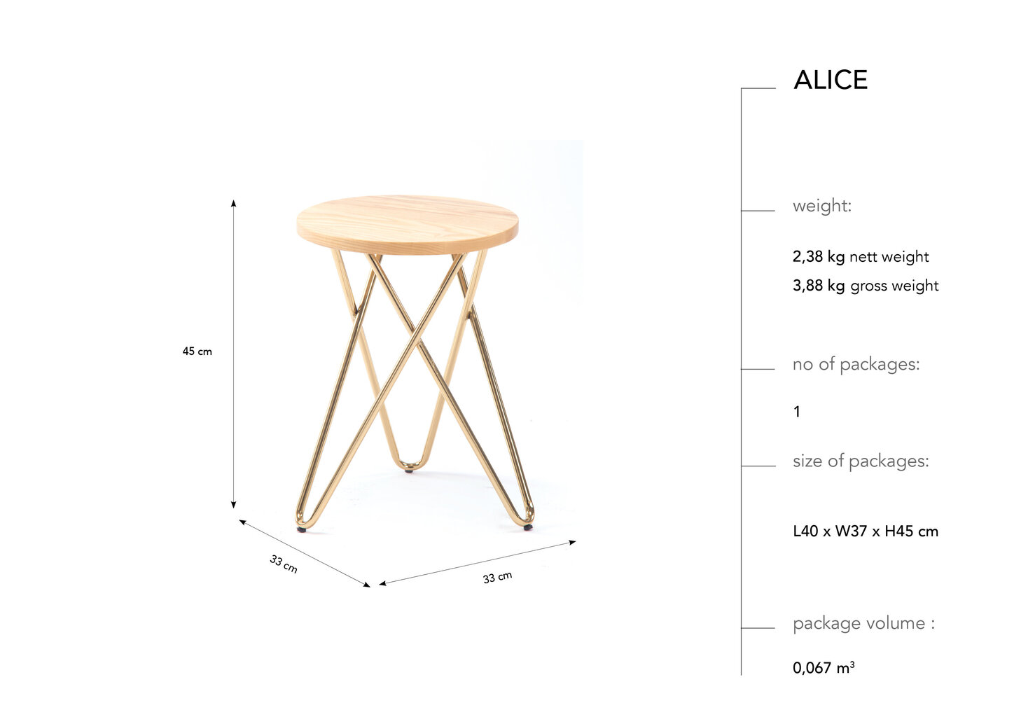 Söögitoa taburet BSL Concept Alice, pruun цена и информация | Köögitoolid, söögitoolid | hansapost.ee