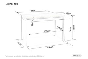 Обеденный стол Signal Adam 120, черный/коричневый цвет цена и информация | Кухонные и обеденные столы | hansapost.ee