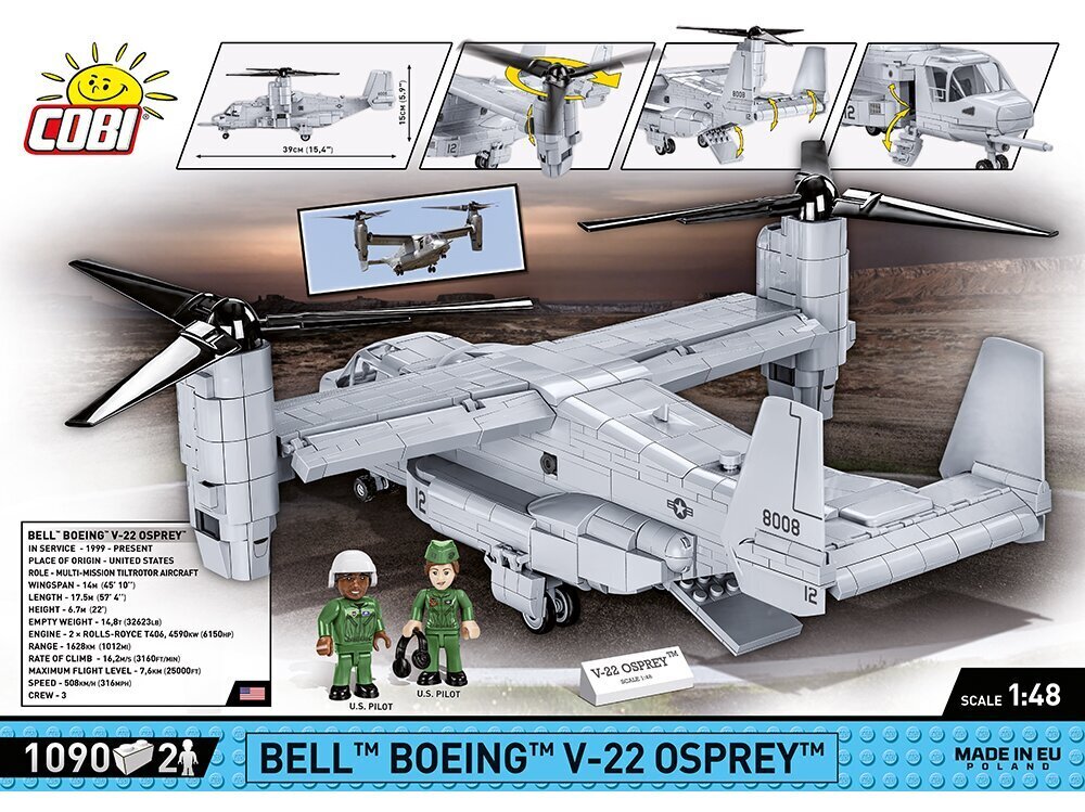 COBI - Plastkonstruktorid Bell-Boeing V-22 Osprey, 1/48, 5836 цена и информация | Klotsid ja konstruktorid | hansapost.ee