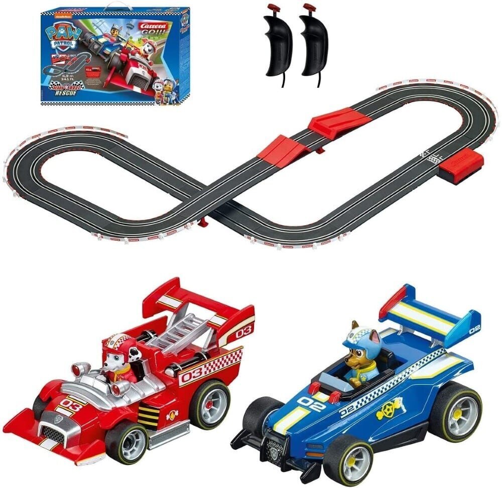 Võistlusrada - Carrera Go !!! Paw Patrol Chase & Marshal - 4,3 meetrit (20063514) цена и информация | Mänguasjad poistele | hansapost.ee