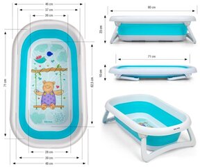 Складная детская ванночка Milly Mally Aqua Blue цена и информация | Maudynių prekės | hansapost.ee