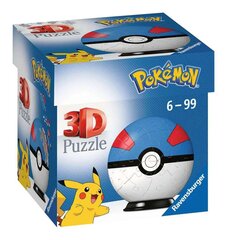 Ravensburger Pokemon Suurepärane pall - 3D Jigsaw Pulze Ball lastele, kes olid 6 -aastased - 54 tükki - pole vajalik liim hind ja info | Pusled lastele ja täiskasvanutele | hansapost.ee