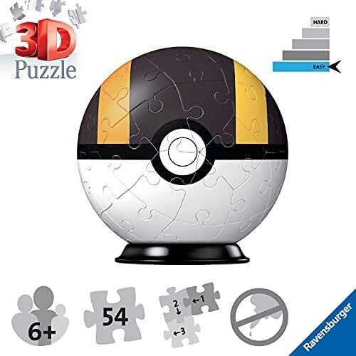 Ravensburger Pokemon Ultra Ball - 3D Jigsaw Pulze Ball lastele vanuses 6 aastat - 54 tükki - pole vajalik liim - pokeball hind ja info | Pusled lastele ja täiskasvanutele | hansapost.ee