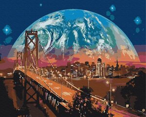 Картинка Раскрась! Картина по номерам - Луна над Сан-Франциско цена и информация | Живопись по номерам | hansapost.ee