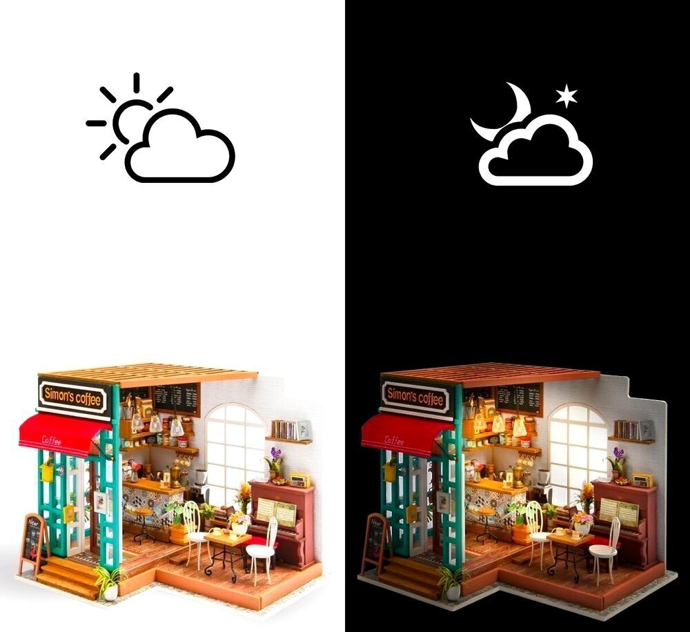 Puidust kokkupandav miniatuur Robotime 3D Simon's Coffee hind ja info | Klotsid ja konstruktorid | hansapost.ee