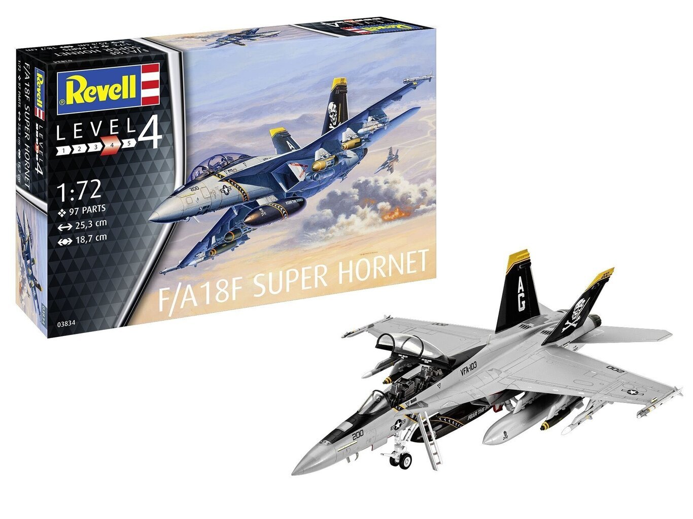 Revell mudelikomplekt - F/A-18F Super Hornet Model Set, 1/72, 63834 цена и информация | Klotsid ja konstruktorid | hansapost.ee