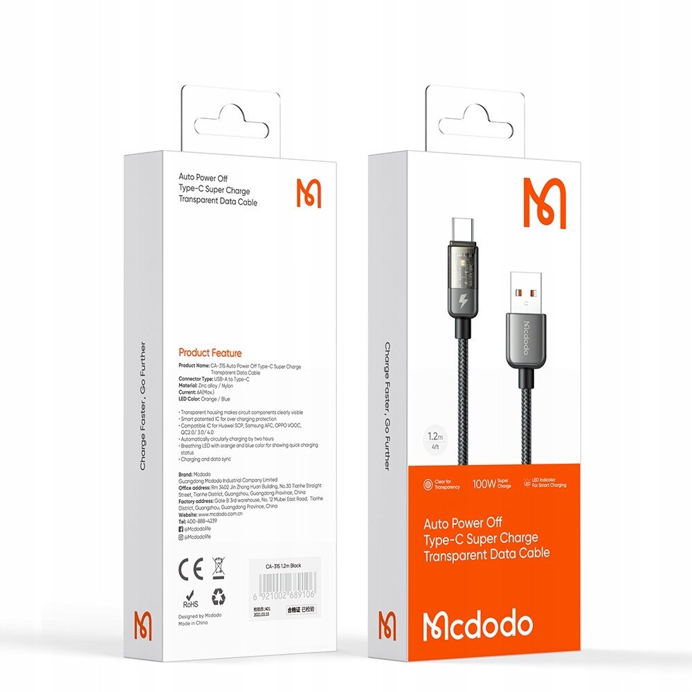 Mcdodo CA-2841 hind ja info | Mobiiltelefonide kaablid | hansapost.ee