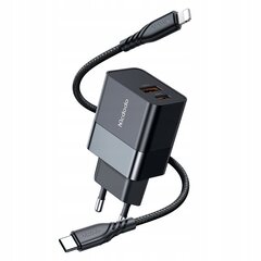 Зарядное устройство для телефона Mcdodo, быстрое, USB, USB-C, 20 Вт, кабель для Iphone в комплекте, черный, CH-1952 цена и информация | Зарядные устройства для телефонов | hansapost.ee