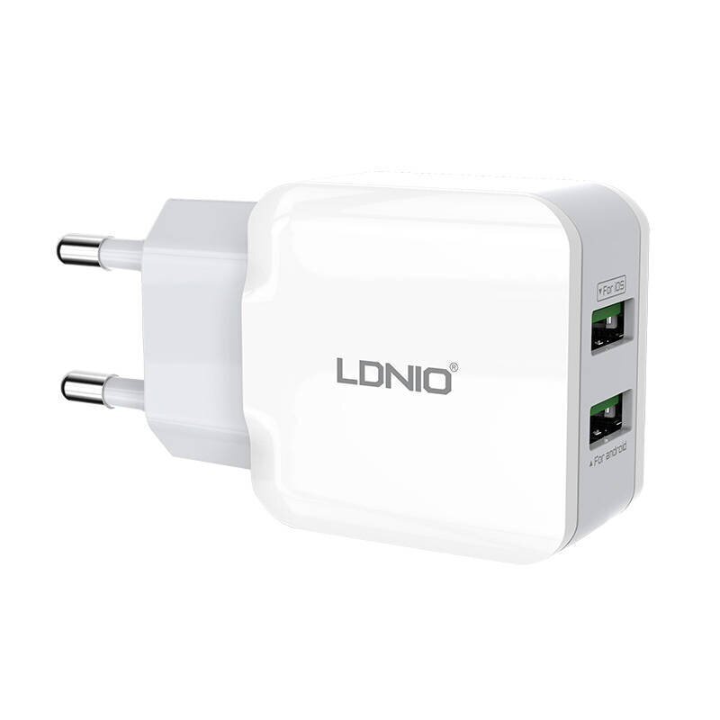 Wall charger LDNIO A2202, 2x USB, 12W (white) hind ja info | Laadijad mobiiltelefonidele | hansapost.ee