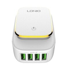 Wall charger with night light function LDNIO A4405, 3x USB, 22W (white) hind ja info | Laadijad mobiiltelefonidele | hansapost.ee