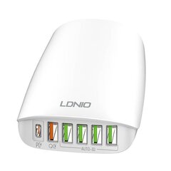 Зарядное устройство для телефона LDNIO A6573C, 5x USB, 65Вт, 1.5 м (white) цена и информация | Зарядные устройства для телефонов | hansapost.ee