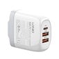 GaN charger LDNIO A3511Q, 2x USB + USB-C, 65W (white) цена и информация | Laadijad mobiiltelefonidele | hansapost.ee