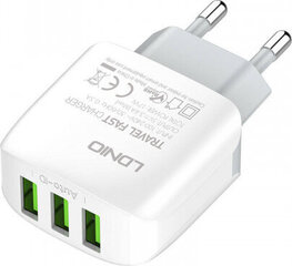 Ldnio Wall charger A3312, 3x USB, 17W (white) цена и информация | Зарядные устройства для телефонов | hansapost.ee