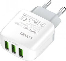 Ldnio Wall charger A3312, 3x USB, 17W (white) hind ja info | Laadijad mobiiltelefonidele | hansapost.ee