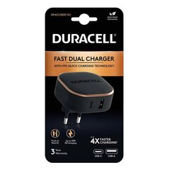 Duracell USB + USB-C Wall Charger 30W (Black) hind ja info | Laadijad mobiiltelefonidele | hansapost.ee