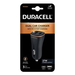 Car Charger USB, USB-C 27W Duracell (Black) цена и информация | Duracell Мобильные телефоны, Фото и Видео | hansapost.ee