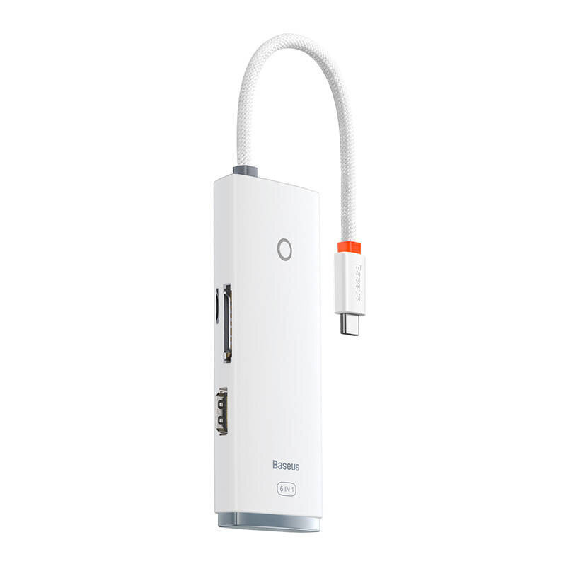 Baseuse adapteri jaotur – tüüp C kuni 2xUSB3.0 + tüüp C + HDMI 4K + SD + microSD – (WKQX050002) valge hind ja info | USB adapterid ja jagajad | hansapost.ee