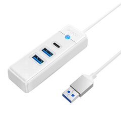 Orico Hub Adapter USB to 2x USB 3.0 + USB-C, 5 Gbps, 0.15 м (White) цена и информация | Адаптеры и USB-hub | hansapost.ee