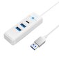 Orico Hub Adapter USB to 2x USB 3.0 + USB-C, 5 Gbps, 0.15m (White) цена и информация | USB adapterid ja jagajad | hansapost.ee