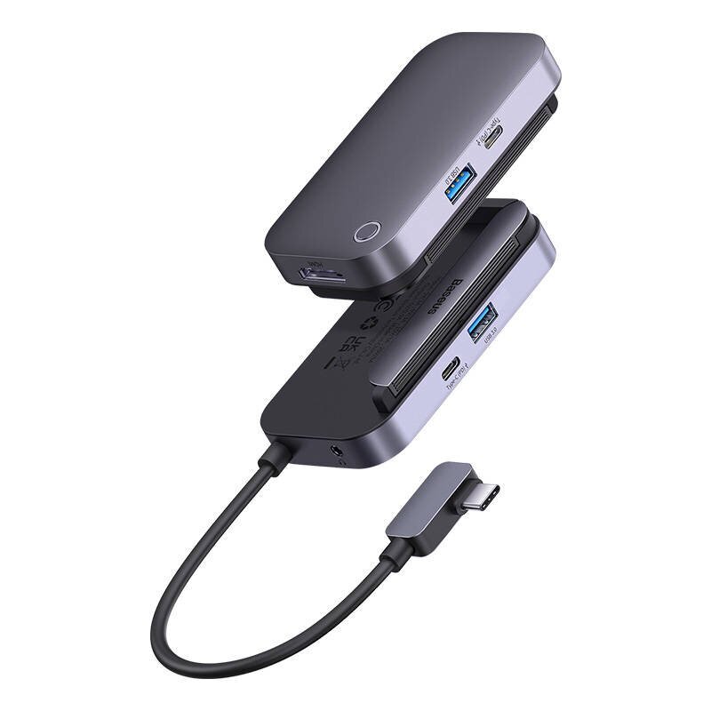 Hub 4in1 Baseus PadJoy Series USB-C to USB 3.0 + HDMI + USB-C PD + jack 3.5mm (Grey) цена и информация | USB adapterid ja jagajad | hansapost.ee