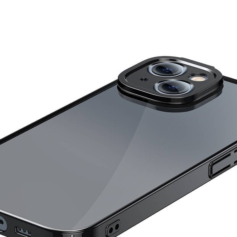 Baseus Glitter Transparent Case and Tempered Glass set for iPhone 14 Plus (black) цена и информация | Telefonide kaitsekaaned ja -ümbrised | hansapost.ee