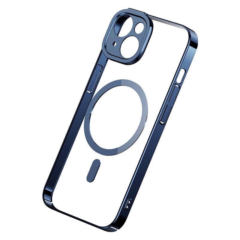 Baseus Glitter Transparent Magnetic Case and Tempered Glass set for iPhone 14 Plus (blue) hind ja info | Telefonide kaitsekaaned ja -ümbrised | hansapost.ee
