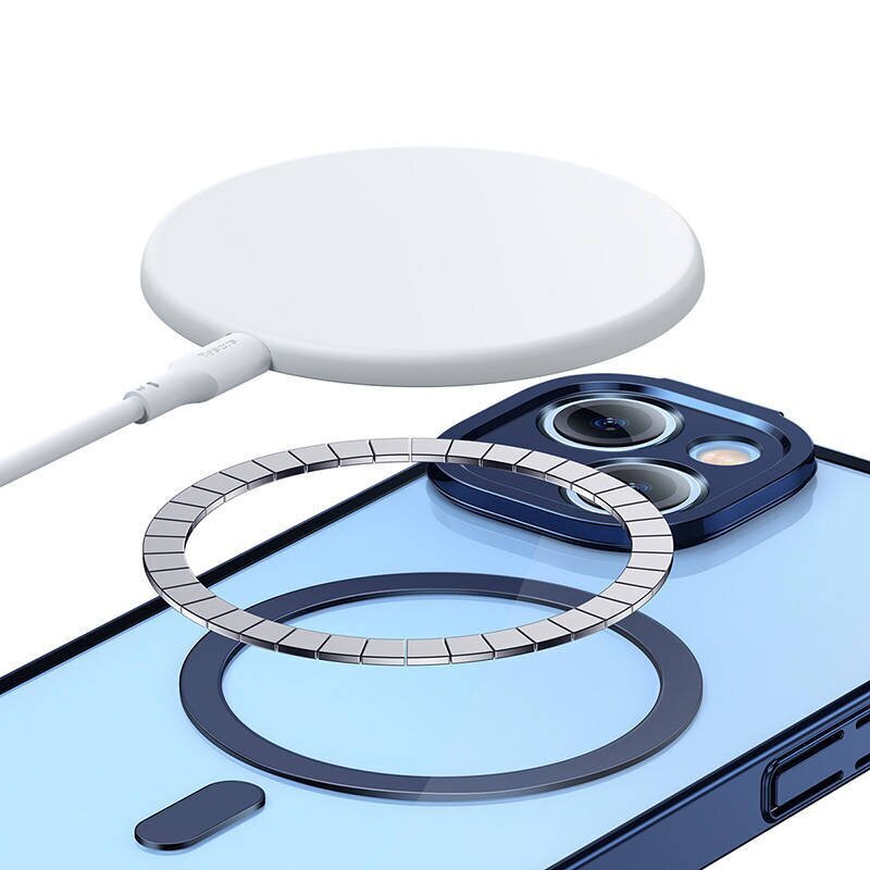 Baseus Glitter Transparent Magnetic Case and Tempered Glass set for iPhone 14 Plus (blue) hind ja info | Telefonide kaitsekaaned ja -ümbrised | hansapost.ee