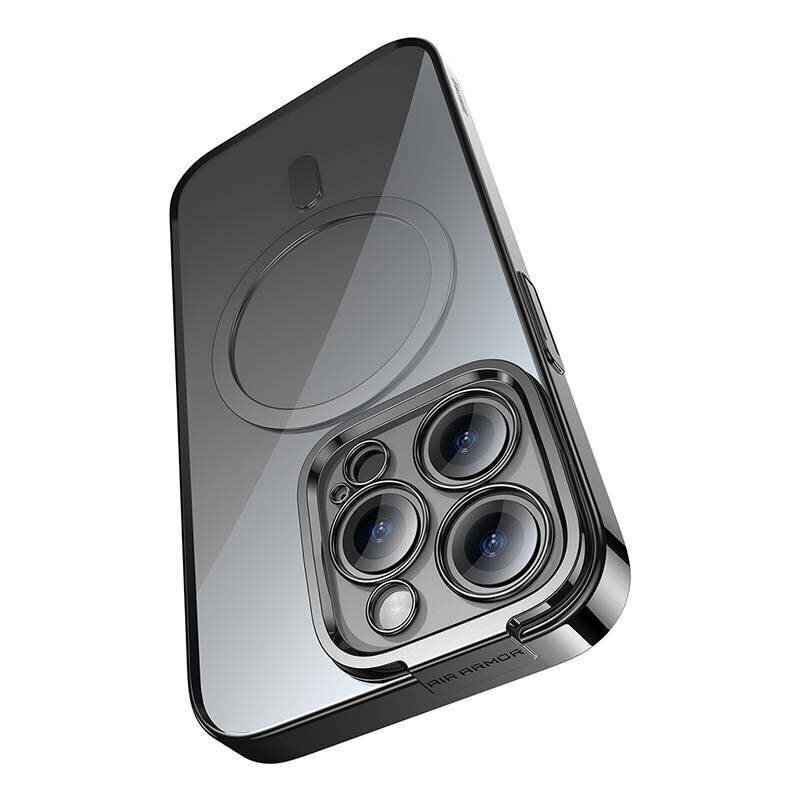 Baseus Glitter Transparent Magnetic Case and Tempered Glass set for iPhone 14 Pro (black) цена и информация | Telefonide kaitsekaaned ja -ümbrised | hansapost.ee