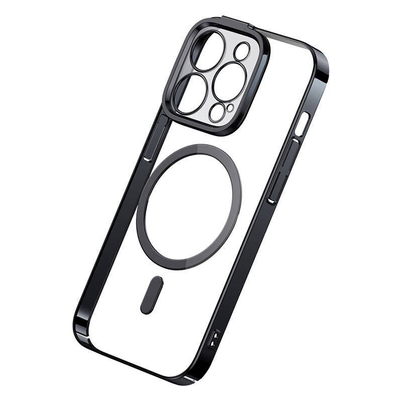 Baseus Glitter Transparent Magnetic Case and Tempered Glass set for iPhone 14 Pro (black) hind ja info | Telefonide kaitsekaaned ja -ümbrised | hansapost.ee