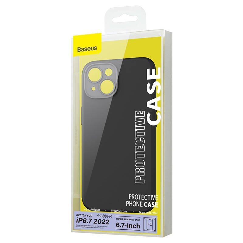 Baseus Liquid Silica Case and Tempered Glass set for iPhone 14 Plus (black) hind ja info | Telefonide kaitsekaaned ja -ümbrised | hansapost.ee