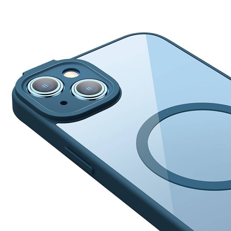 Baseus Frame Transparent Magnetic Case and Tempered Glass set for iPhone 14 Plus (blue) hind ja info | Telefonide kaitsekaaned ja -ümbrised | hansapost.ee