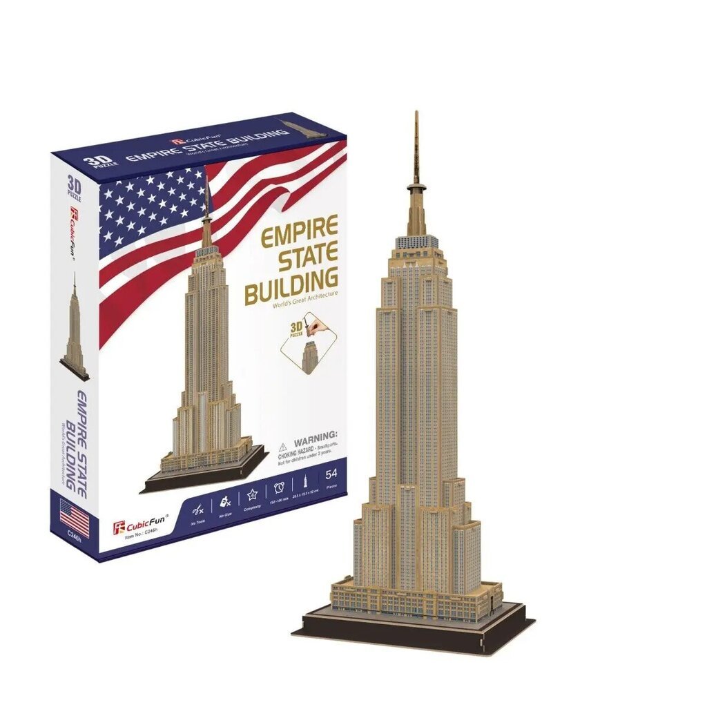 3D Puzzle Empire State Building 54 Teile hind ja info | Pusled lastele ja täiskasvanutele | hansapost.ee