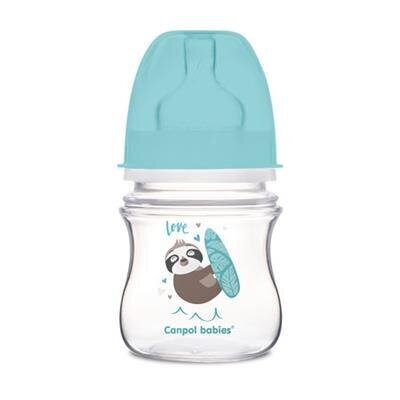 Antikoolne pudel laia kaelaga Canpol Babies Eksootilised loomad 35/220, 120 ml, sinine hind ja info | Lutipudelid ja tarvikud | hansapost.ee