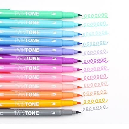 Vildikate komplekt TOMBOW TwinTone Pastels, 12 pastelset värvi hind ja info | Kunstitarbed, voolimise tarvikud | hansapost.ee