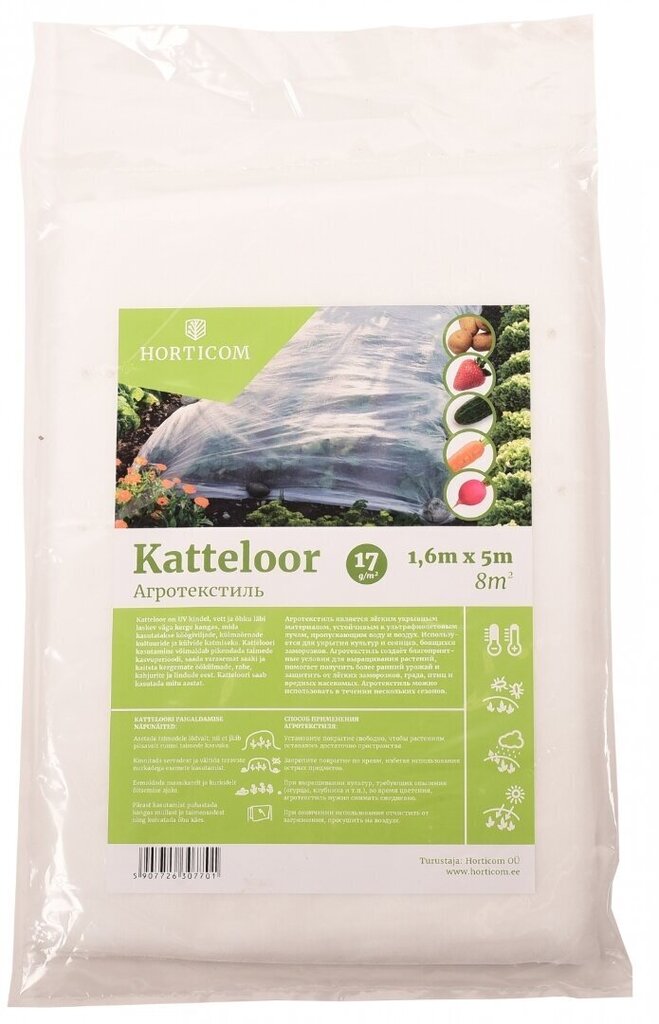 Katteloor Horticom 17g/m2 1,6 x 5m 8m2 hind ja info | Aiatööriistad | hansapost.ee