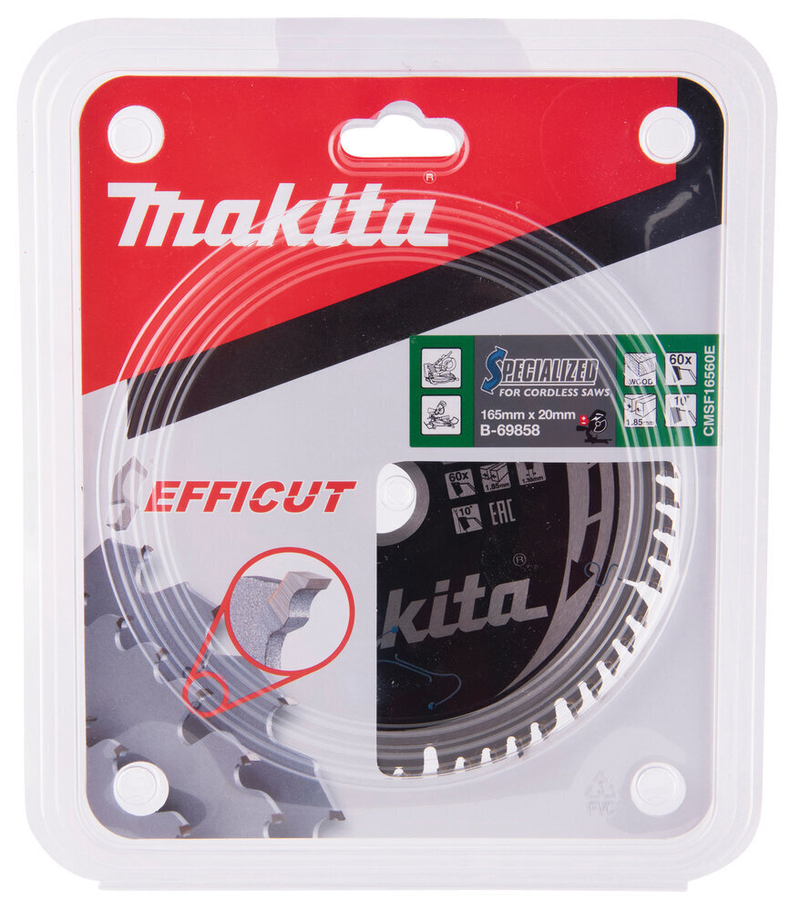 T.C.T saeketas 165 x 1.85 x 20 mm 10° T60 B-69858 Makita цена и информация | Käsitööriistad | hansapost.ee