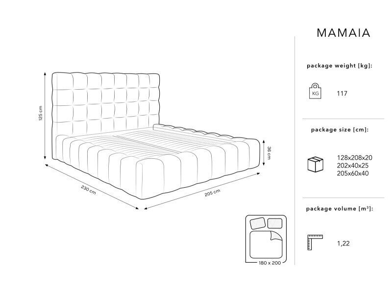 Voodi Micadoni Home Mamaia 180x200cm, tumehall hind ja info | Voodid | hansapost.ee