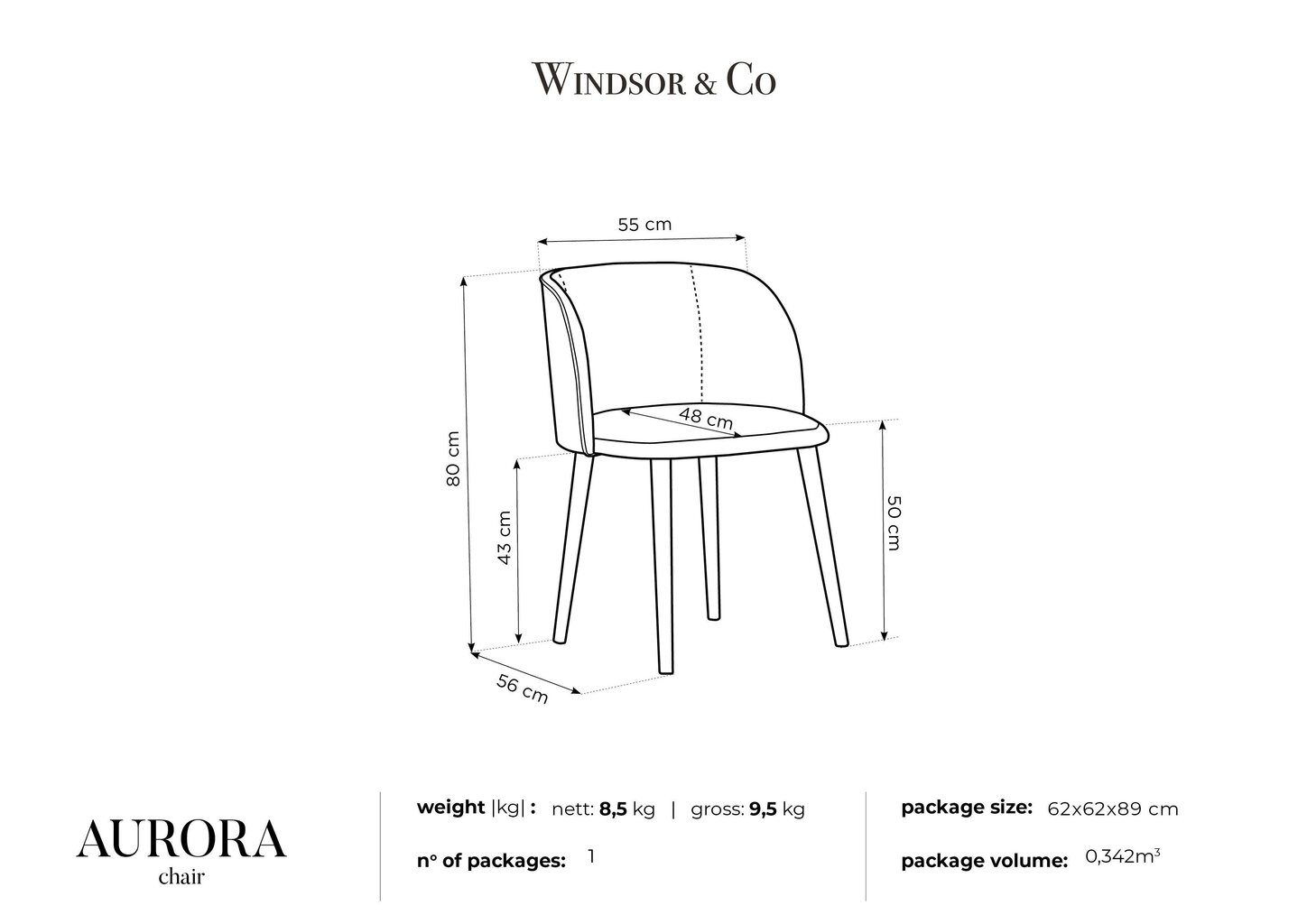 Tool Windsor and Co Aurora, hall hind ja info | Köögitoolid, söögitoolid | hansapost.ee