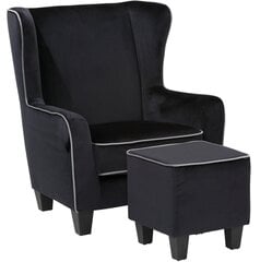 Кресло с пуфом Notio Living Paprika Velvet, черное/серое цена и информация | Кресла | hansapost.ee