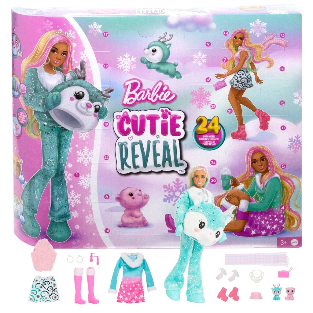 Advendikalender Barbie Cutie Reveal цена и информация | Mänguasjad tüdrukutele | hansapost.ee