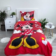 Voodipesukomplekt Minnie Red Heart, 140x200 cm, 2-osaline цена и информация | Детское постельное бельё | hansapost.ee