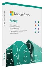 SW RET MICROSOFT 365 FAMILY/ENG P8 6GQ-01556 MS hind ja info | Microsoft Office tarkvara | hansapost.ee