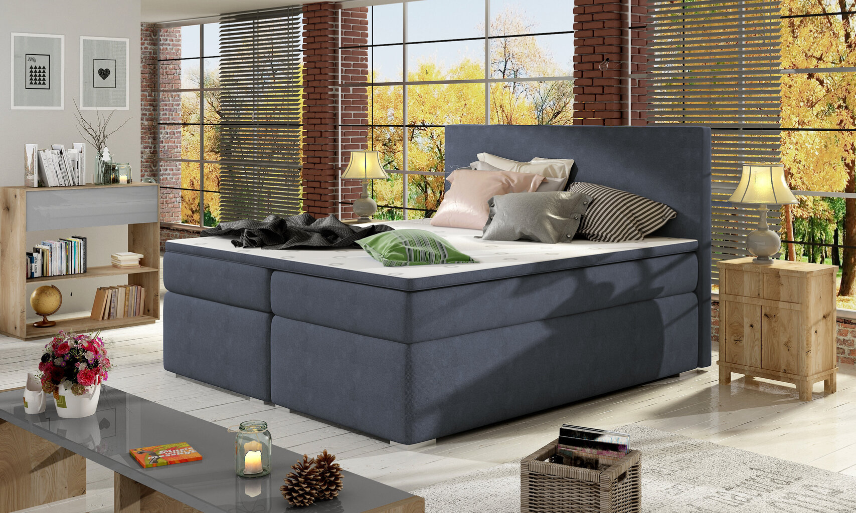 Voodi Divalo BD09, 180x200 cm, tumesinine hind ja info | Voodid | hansapost.ee