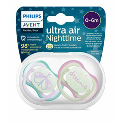 Lutid Philips Avent Ultra Air Night, 0-6 kuud, 2 tk. price and information | Pacifiers | hansapost.ee