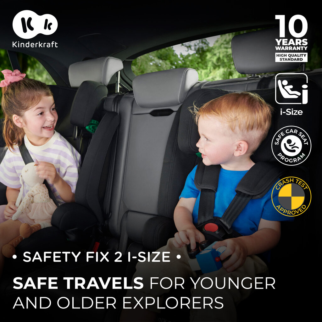Turvatool KinderKraft Safety Fix 2 i-Size, 9-36 kg, grey цена и информация | Turvatoolid ja turvahällid | hansapost.ee