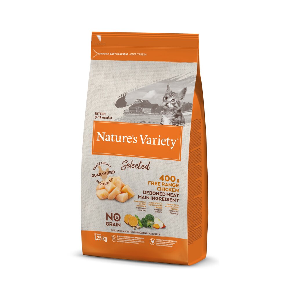 Nature's Variety Selected Kitten kassipoegadele ja imetavatele kassidele koos kanaga, 1,25 kg цена и информация | Kassi kuivtoit ja kassikrõbinad | hansapost.ee