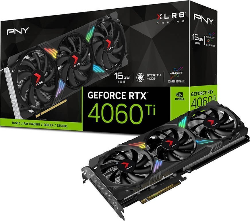 PNY GeForce RTX 4060 Ti XLR8 Gaming Verto Epic-X RGB Triple Fan (VCG4060T16TFXXPB1) цена и информация | Videokaardid | hansapost.ee