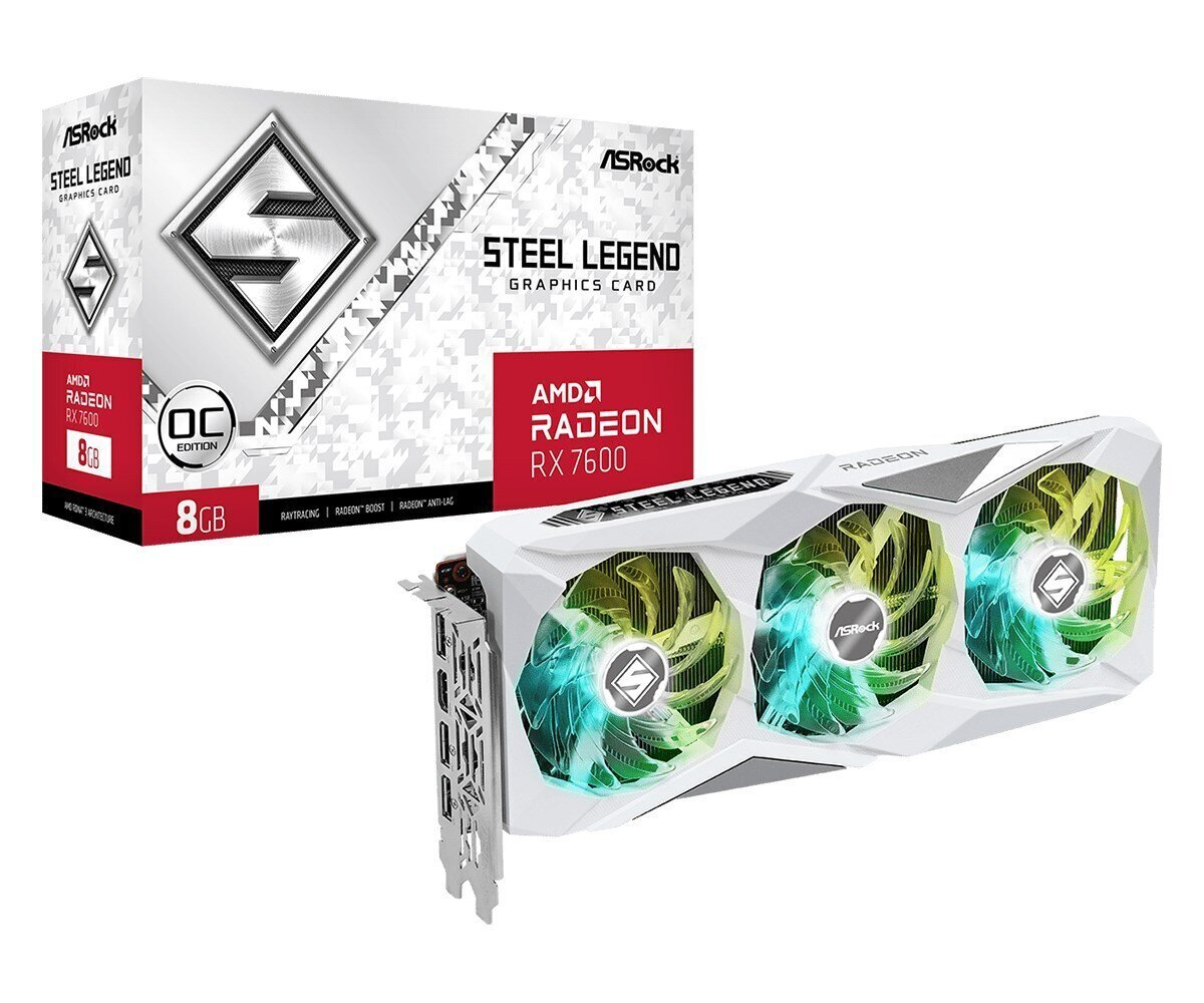 ASRock AMD Radeon RX 7600 Steel Legend OC (RX7600 SL 8GO) hind ja info | Videokaardid | hansapost.ee