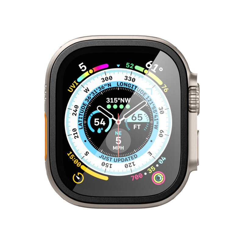 Kaitsekile raamiga Spigen Glass.tR Slim Pro - Apple Watch Ultra 49 mm, must hind ja info | Nutikellade aksessuaarid ja tarvikud | hansapost.ee