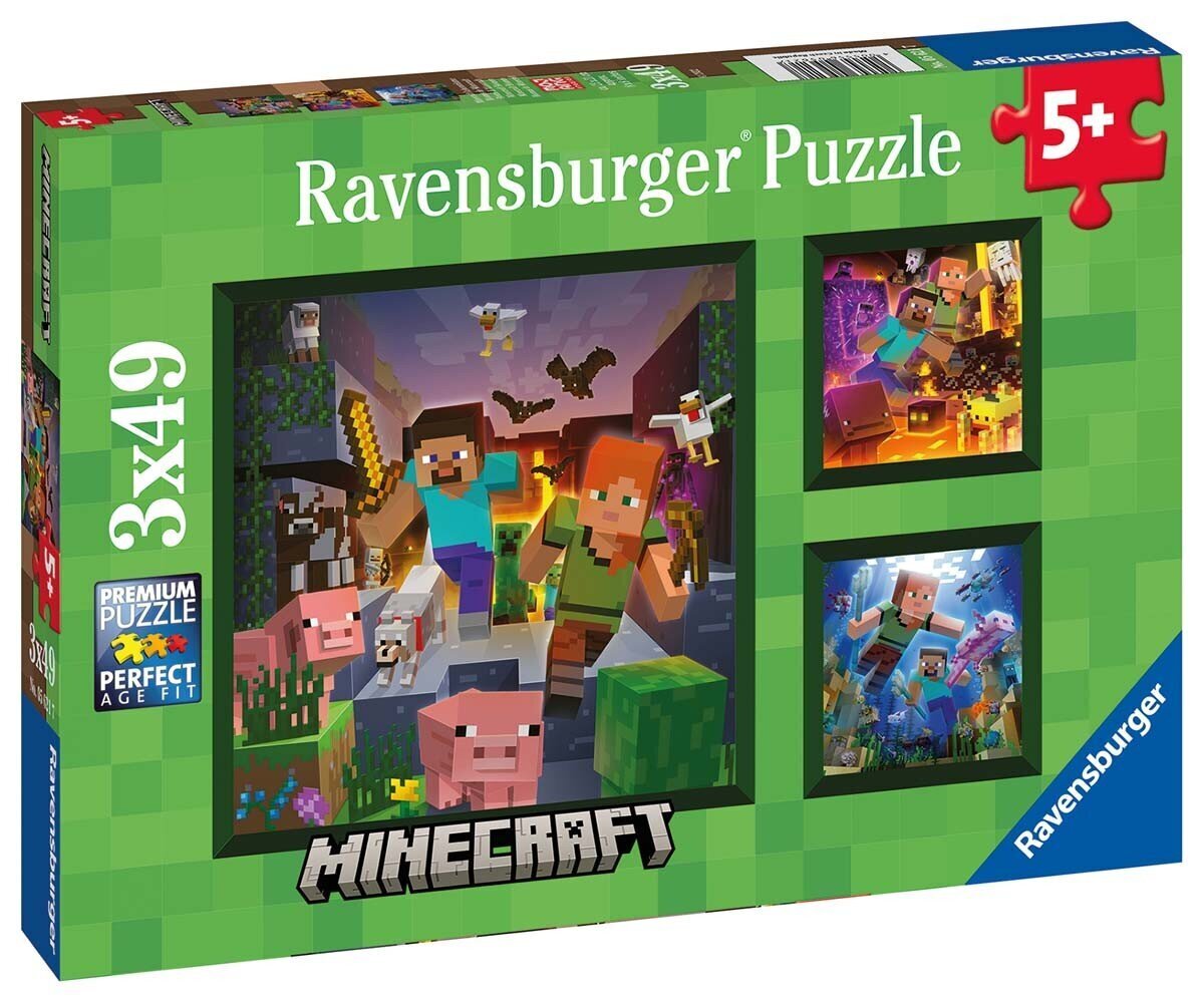 Ravensburgeri pusle Minecraft Biomes 3x49pc 5621 цена и информация | Pusled lastele ja täiskasvanutele | hansapost.ee